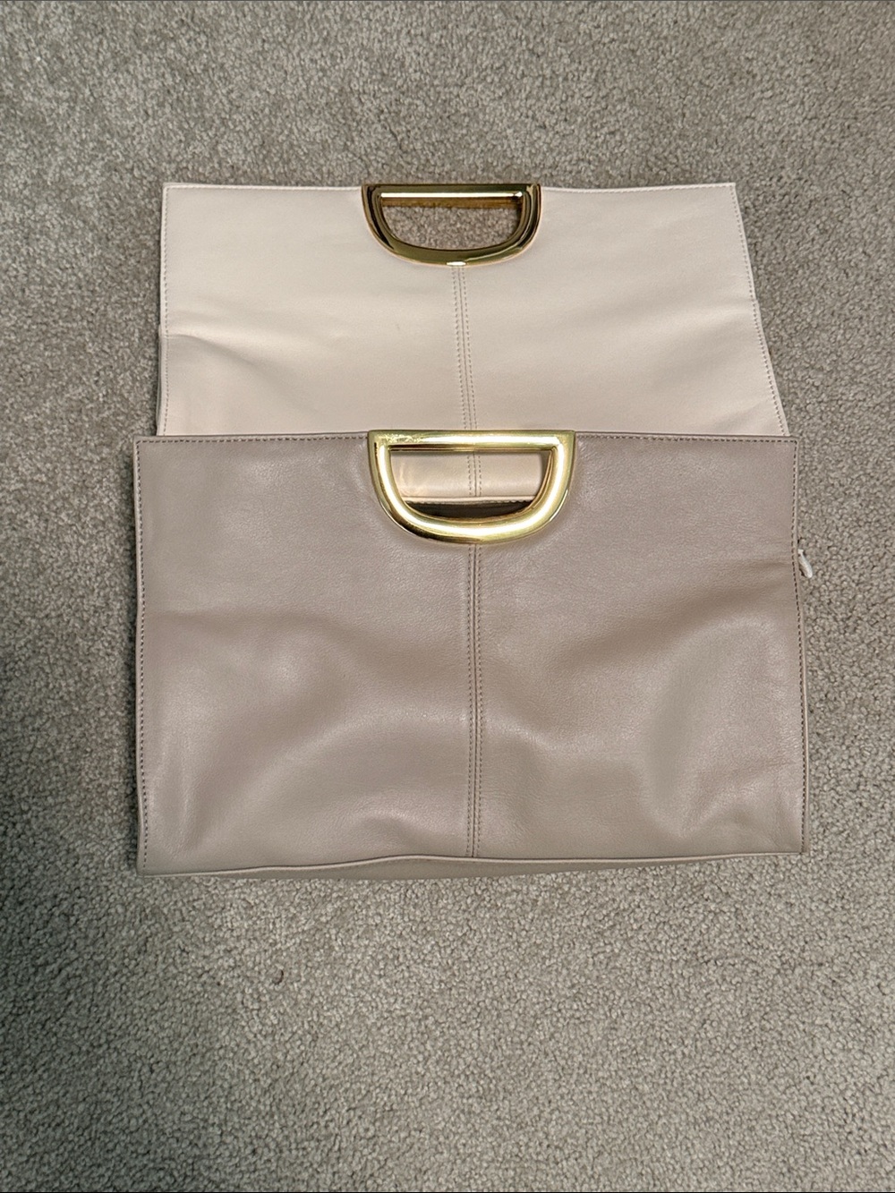 TWO Giani Bernini Classic Neutral Leather Tote with Gold Handle